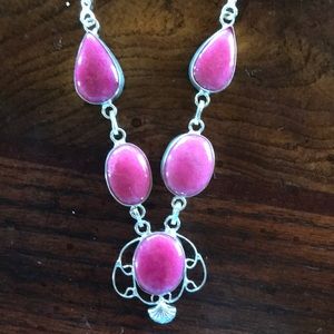 Pink opal stone necklace